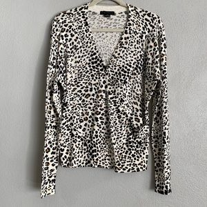Sanctuary Sweater Size Medium Leopard Animal Print Surplice V-Neck